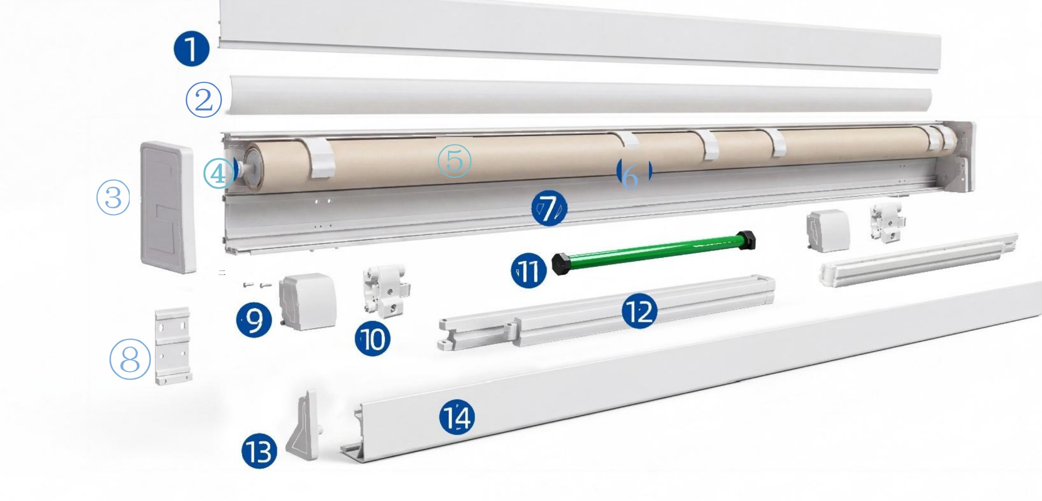 T-series shared full-cassette layout. Principle illustration only; profiles, appearance and mounting details differ by model.